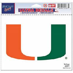 Miami Hurricanes Decal 5x6 Ultra Color