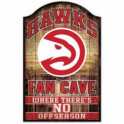 Atlanta Hawks Sign 11x17 Wood Fan Cave Design