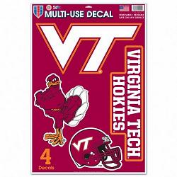 Virginia Tech Hokies Decal 11x17 Multi Use 4 Decals