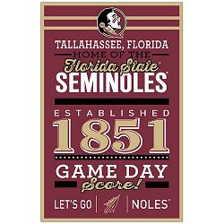 Florida State Seminoles Sign 11x17 Wood Established Design