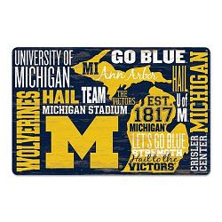 Michigan Wolverines Sign 11x17 Wood Established Design