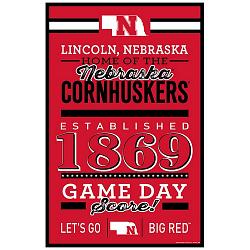 Nebraska Cornhuskers Sign 11x17 Wood Established Design