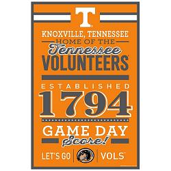 Tennessee Volunteers Sign 11x17 Wood Established Design