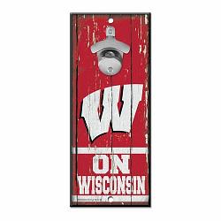 Wisconsin Badgers Sign Wood 5x11 Bottle Opener