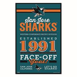 San Jose Sharks Sign 11x17 Wood Established Design