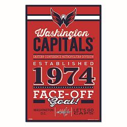 Washington Capitals Sign 11x17 Wood Established Design