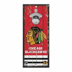 Chicago Blackhawks Sign Wood 5x11 Bottle Opener