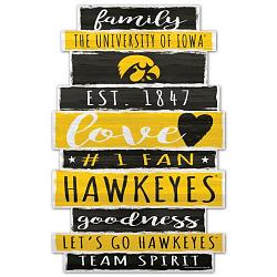 Wincraft Iowa Hawkeyes Sign 11x17 Wood Family Word Design