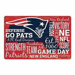 New England Patriots Sign 11x17 Wood Established Design