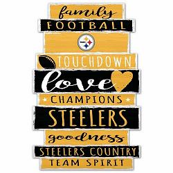 Pittsburgh Steelers Sign 11x17 Wood Family Word Design