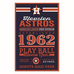 Houston Astros Sign 11x17 Wood Established Design