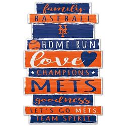 New York Mets Sign 11x17 Wood Family Word Design