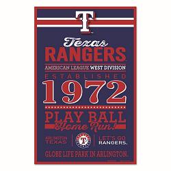 Texas Rangers Sign 11x17 Wood Established Design