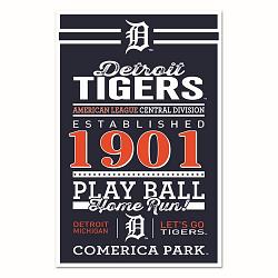 Detroit Tigers Sign 11x17 Wood Established Design