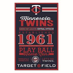 Minnesota Twins Sign 11x17 Wood Established Design