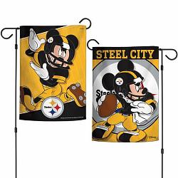 Pittsburgh Steelers Flag 12x18 Garden Style 2 Sided Disney