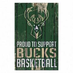 Wincraft Milwaukee Bucks Sign 11x17 Wood Proud to Support Design -