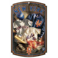 New York Mets Sign 11x17 Wood Throwback Jersey Design