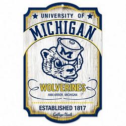 Wincraft Michigan Wolverines Wood Sign - 11"x17" College Vault -