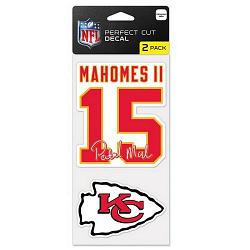 Kansas City Chiefs Decal 4x4 Perfect Cut Set of 2 Patrick Mahomes Design