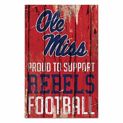 Mississippi Rebels Sign 11x17 Wood Proud to Support Design