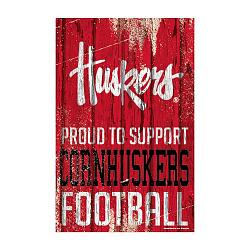 Nebraska Cornhuskers Sign 11x17 Wood Proud to Support Design