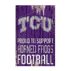 TCU Horned Frogs Sign 11x17 Wood Proud to Support Design