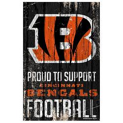 Wincraft Cincinnati Bengals Sign 11x17 Wood Proud to Support Design