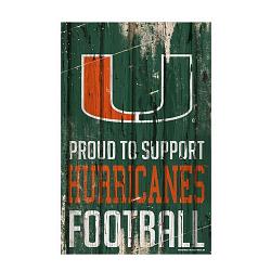 Miami Hurricanes Sign 11x17 Wood Proud to Support Design