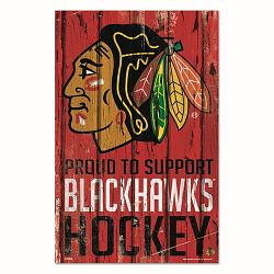 Chicago Blackhawks Sign 11x17 Wood Proud to Support Design