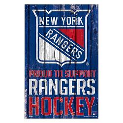 New York Rangers Sign 11x17 Wood Proud to Support Design