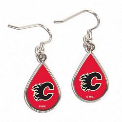 Calgary Flames Earrings Tear Drop Style