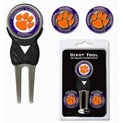 Clemson Tigers Golf Divot Tool with 3 Markers