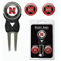 Nebraska Cornhuskers Golf Divot Tool with 3 Markers