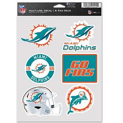 Miami Dolphins Decal Multi Use Fan 6 Pack