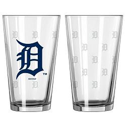 Detroit Tigers Satin Etch Pint Glass Set