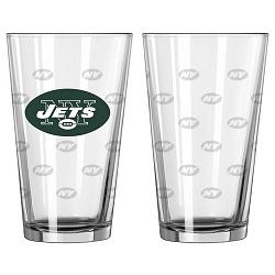 New York Jets Satin Etch Pint Glass Set