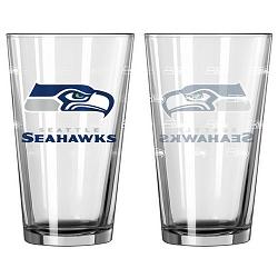 Seattle Seahawks Satin Etch Pint Glass Set