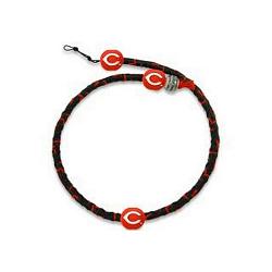 Cincinnati Reds Necklace Frozen Rope Team Color Baseball Black Leather Red Thread CO