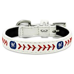 Milwaukee Brewers Pet Collar Classic Baseball Leather Size Toy