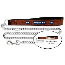 Denver Broncos Pet Leash Football Leather Chain Size Medium