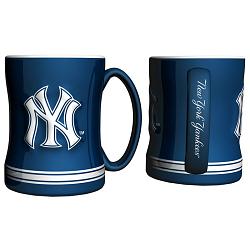 New York Yankees Coffee Mug - 14oz Sculpted Relief - Blue