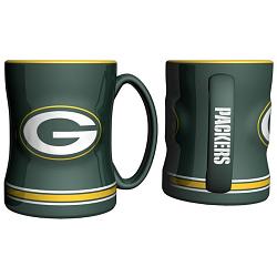 Green Bay Packers Coffee Mug - 14oz Sculpted Relief - Green