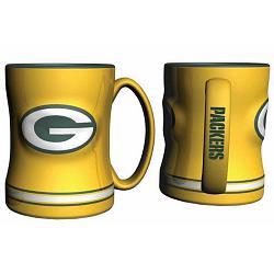 Green Bay Packers Coffee Mug - 14oz Sculpted Relief - Yellow