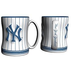 New York Yankees Coffee Mug - 14oz Sculpted Relief - Pinstripes