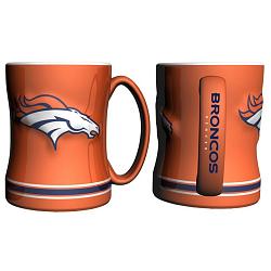 Denver Broncos Coffee Mug - 14oz Sculpted Relief - Orange