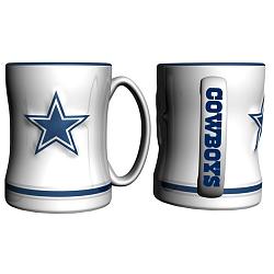 Dallas Cowboys Coffee Mug - 14oz Sculpted Relief - White