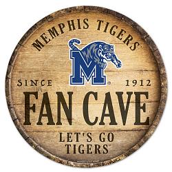 Memphis Tigers Sign Wood 14 Inch Round Barrel Top Design