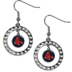 Boston Red Sox Earrings Hoop Rhinestone CO