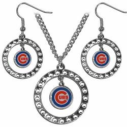 Chicago Cubs Jewelry Set Necklace & Earrings CO